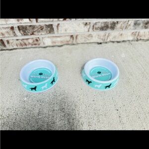 2 teal/ turquoise dog bowls